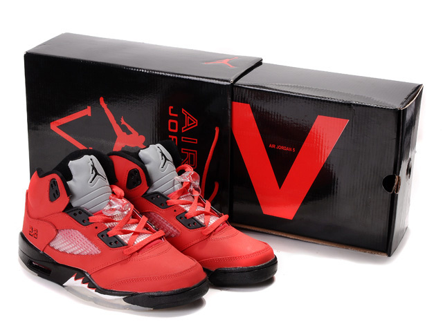 New Nike Air Jordan 5 Hardpack Red Black White Shoes