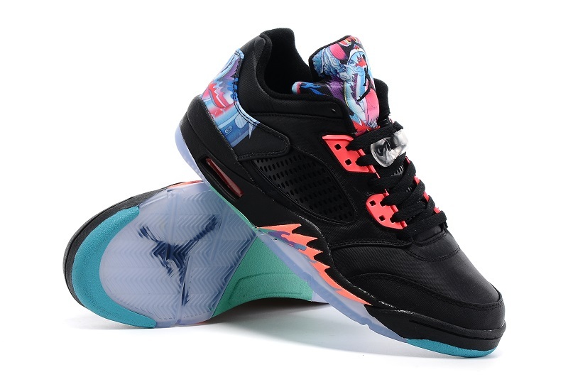 Nike Air Jordan 5 Low Black Redish Orange Basketball Shoes - Click Image to Close