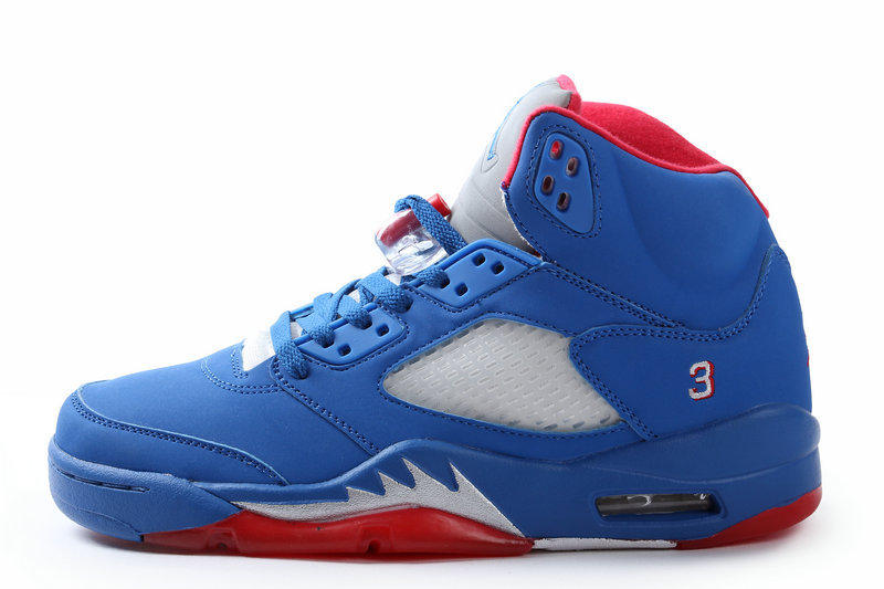 New Nike Air Jordan 5 Retro All Blue Red Shoes - Click Image to Close
