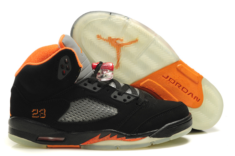 Nike Jordan 5 Retro Black Grey Orange For Women