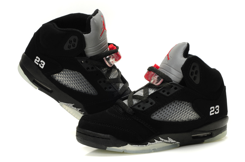 Nike Jordan 5 Retro Black Grey Silver For Women - Click Image to Close