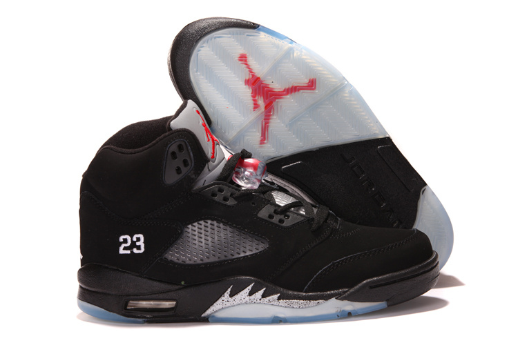 New Nike Air Jordan 5 Retro Black Silver Shoes - Click Image to Close