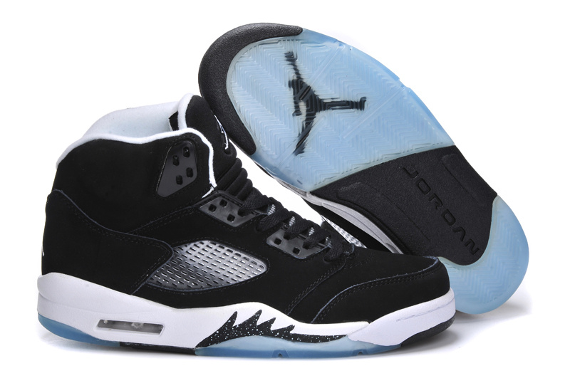 New Nike Air Jordan 5 Retro Black White Shoes - Click Image to Close