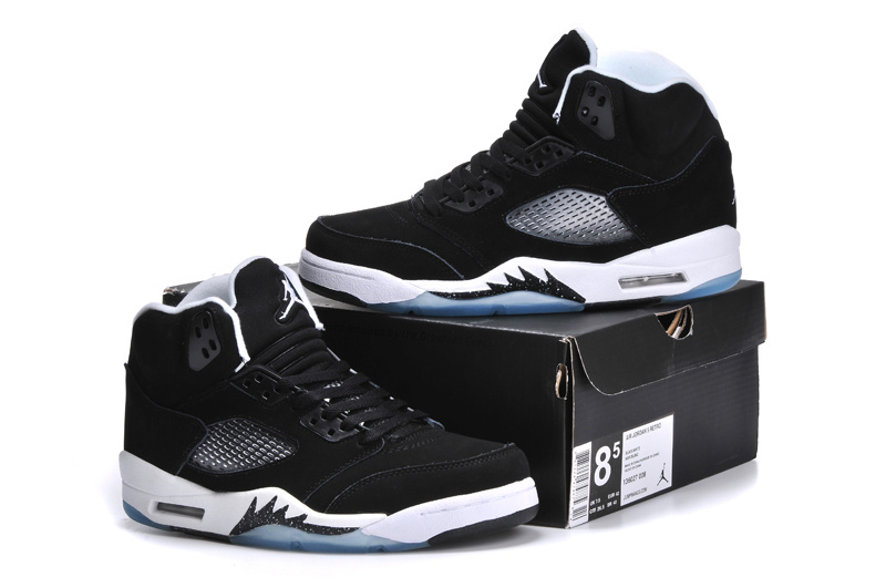 New Nike Air Jordan 5 Retro Black White Shoes - Click Image to Close