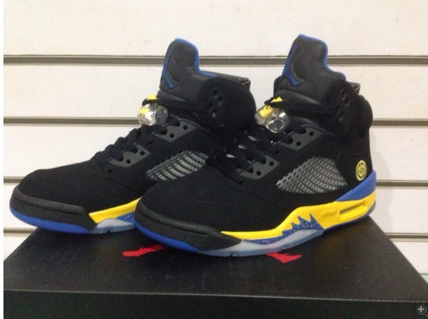 New Nike Air Jordan 5 Retro Black Yellow Shoes
