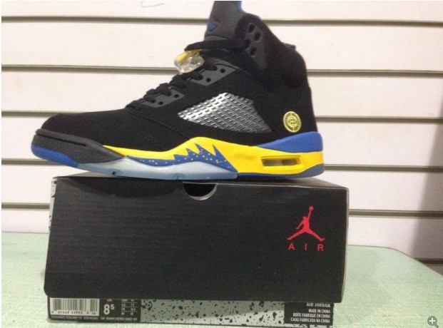 New Nike Air Jordan 5 Retro Black Yellow Shoes