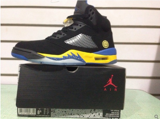 New Nike Air Jordan 5 Retro Black Yellow Shoes - Click Image to Close