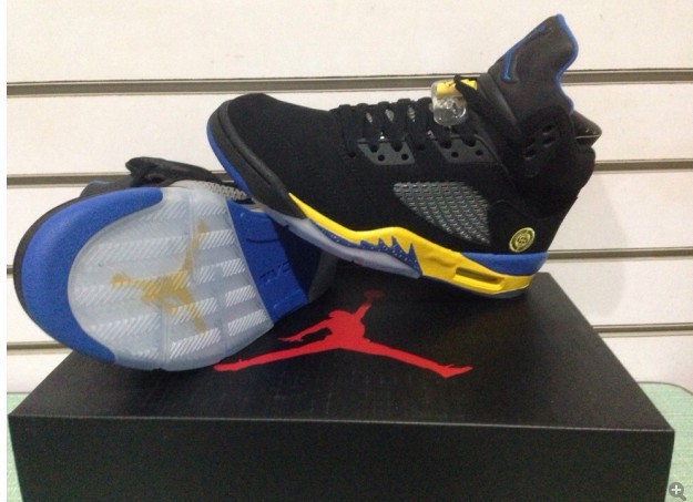 New Nike Air Jordan 5 Retro Black Yellow Shoes