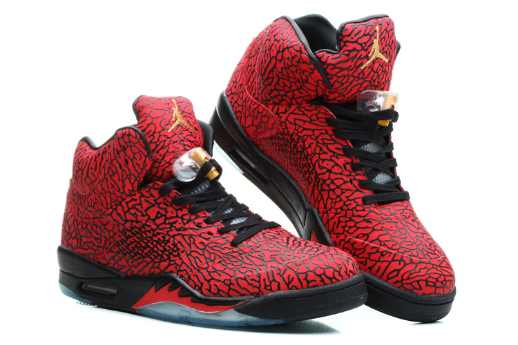 New Nike Air Jordan 5 Retro Burst Crack Red Black Basketball Shoes - Click Image to Close