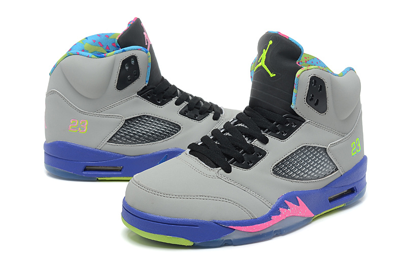 New Nike Air Jordan 5 Retro Grey Black Purple Pink Shoes - Click Image to Close