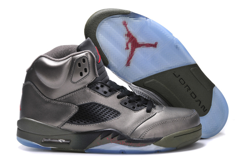 New Nike Air Jordan 5 Retro Grey Black Shoes - Click Image to Close