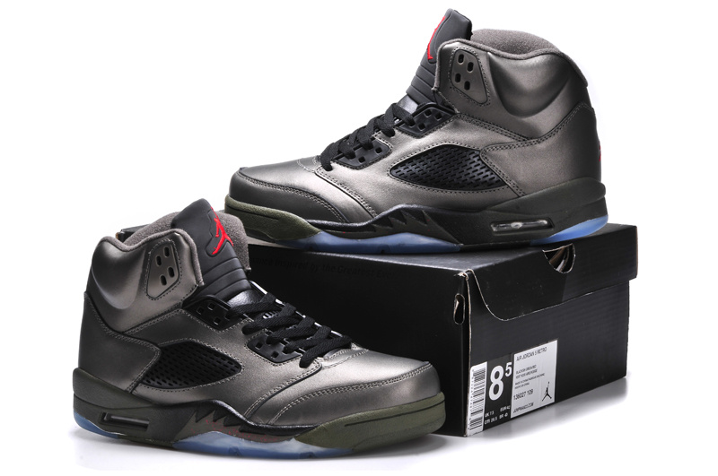 New Nike Air Jordan 5 Retro Grey Black Shoes - Click Image to Close