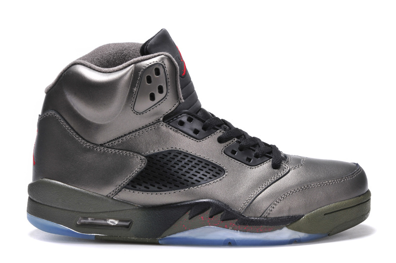New Nike Air Jordan 5 Retro Grey Black Shoes - Click Image to Close