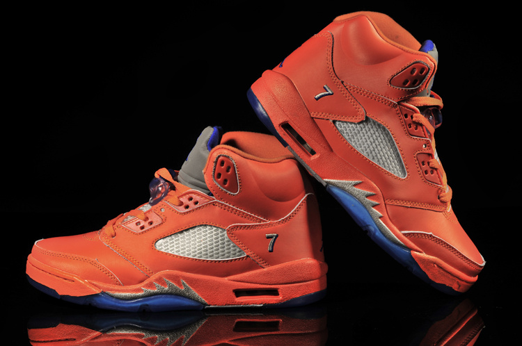 New Nike Air Jordan 5 Retro Orange Red Blue Shoes - Click Image to Close