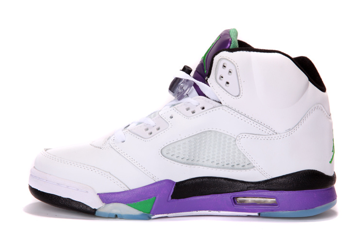 New Nike Air Jordan 5 Retro White Purple Green Shoes - Click Image to Close