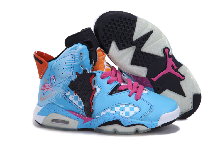 Nike Jordan 6 Blue Pink White For Women - Click Image to Close