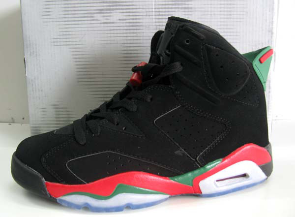 New Nike Jordan 6 Retro Black Red Green White Shoes - Click Image to Close