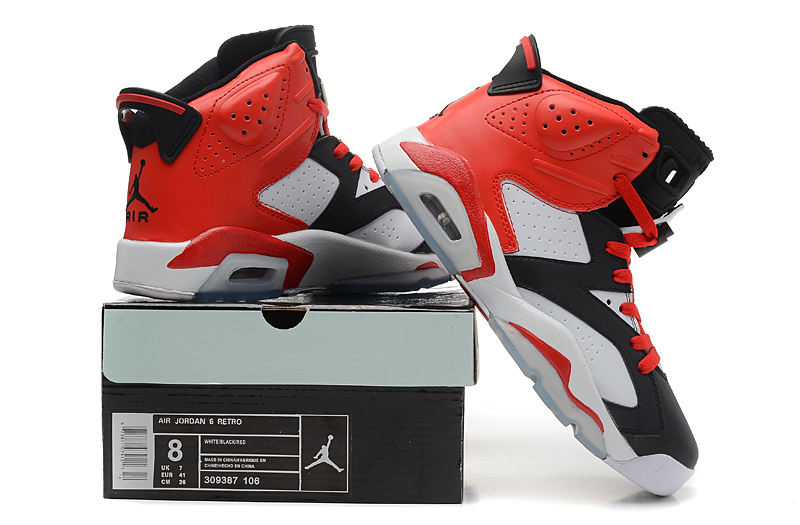 New Nike Jordan 6 Retro Shoes Black Red White