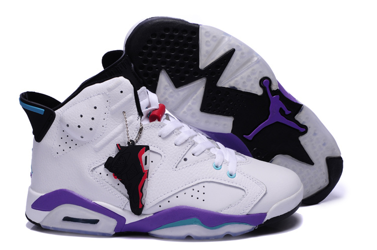 New Nike Jordan 6 Retro White Purple Shoes