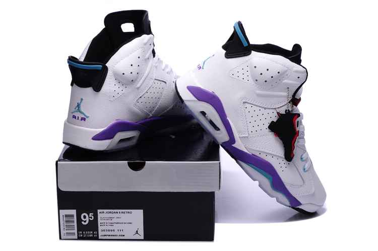 New Nike Jordan 6 Retro White Purple Shoes - Click Image to Close