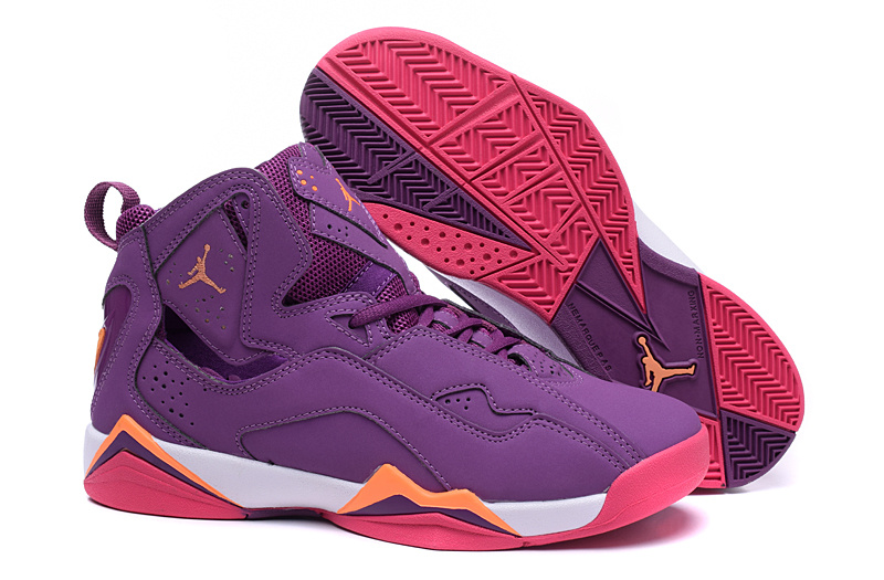 Latest Nike Air Jordan 7 Purple Red Orange Shoes For Women - Click Image to Close