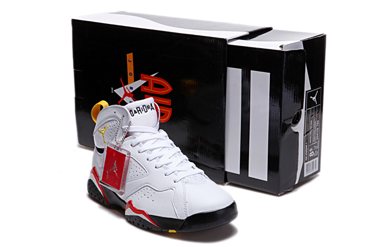 New Nike Jordan 7 Retro White Black Red Yellow Shoes - Click Image to Close