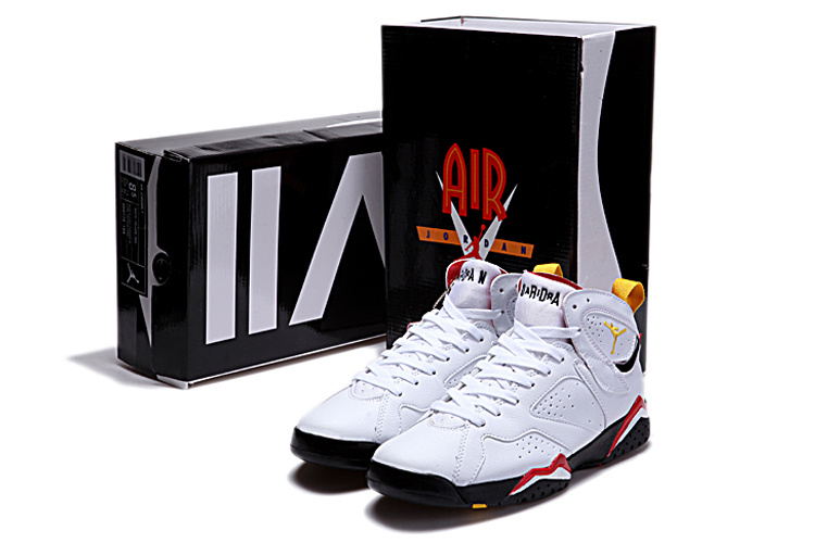 New Nike Jordan 7 Retro White Black Red Yellow Shoes