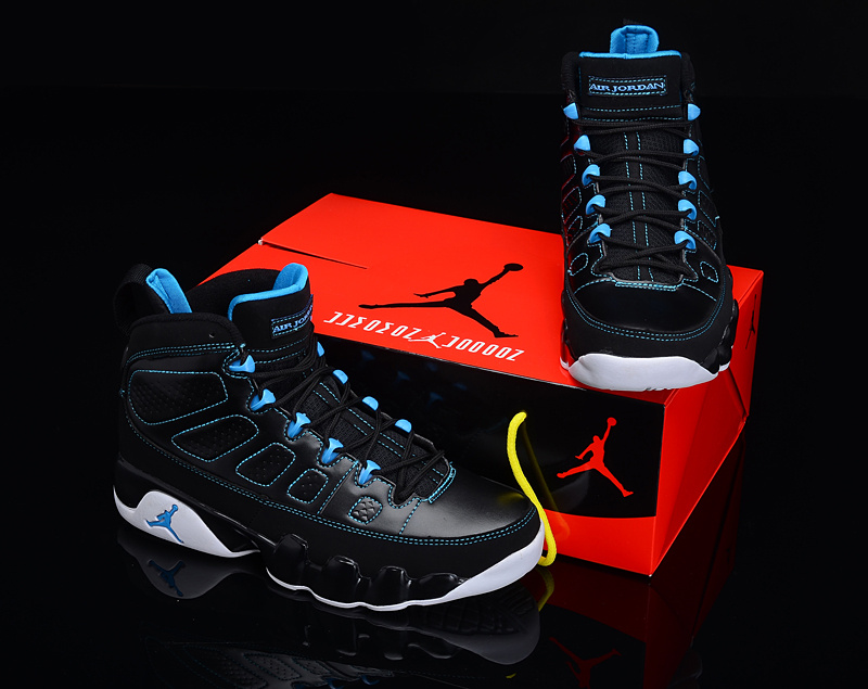 New Jordan 9 Retro Black Blue White Shoes - Click Image to Close