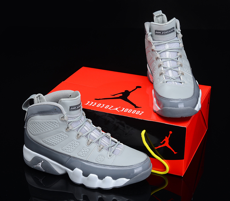 New Nike Jordan 9 Retro Grey White Shoes - Click Image to Close