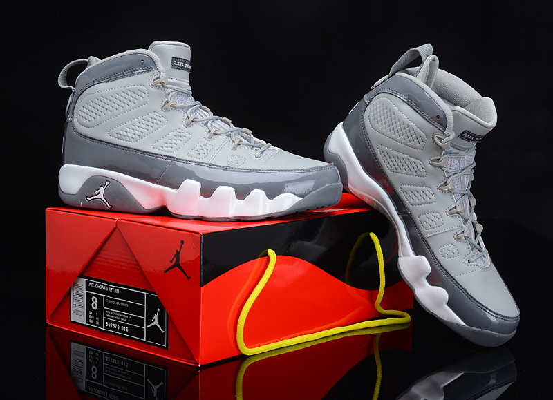 New Nike Jordan 9 Retro Grey White Shoes - Click Image to Close