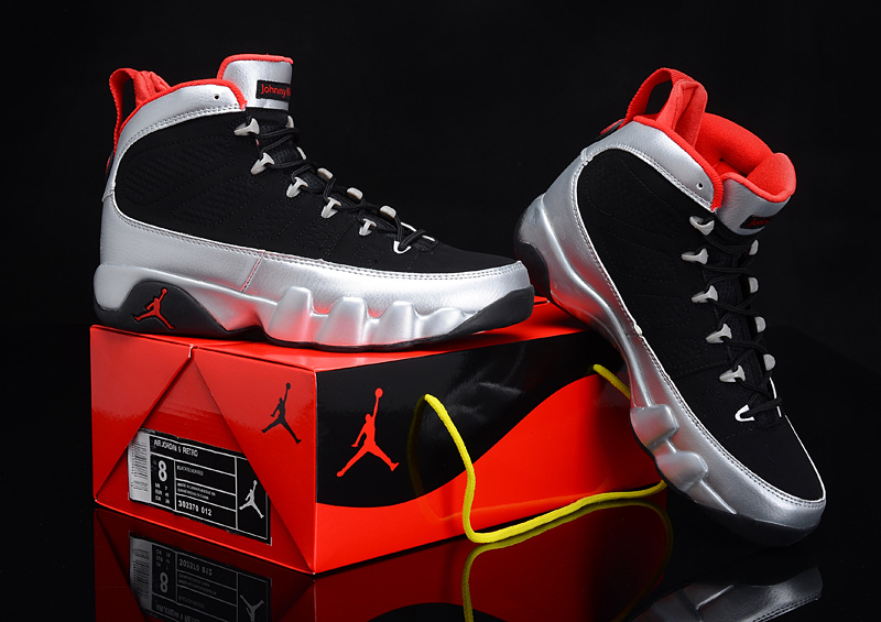 New Nike Jordan 9 Retro Kilroys Black Silver Red Shoes - Click Image to Close