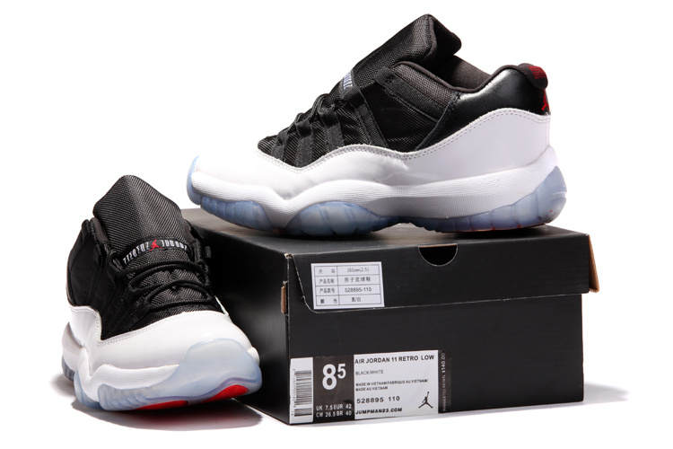 2014 Nike Air Jordan 11 Low Black White Shoes - Click Image to Close