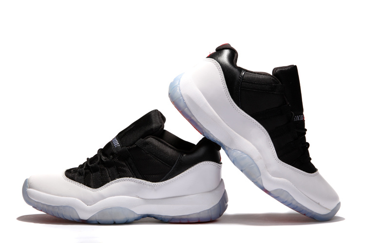 2014 Nike Air Jordan 11 Low Black White Shoes - Click Image to Close