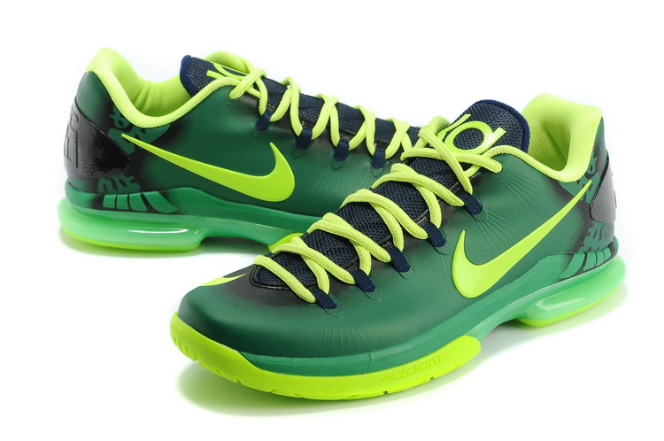 2014 Kevin Durant 5 Shoes Low Green Yellow Shoes