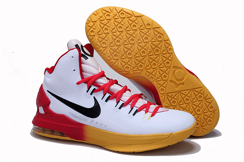 2014 Kevin Durant 5 Shoes White Red Yellow Shoes