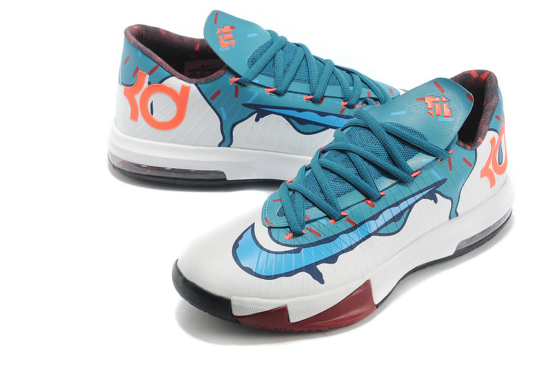 New Kevin Durant 6 White Blue Orange Shoes - Click Image to Close