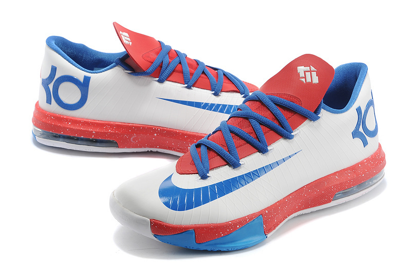 New Kevin Durant 6 White Blue Red Shoes