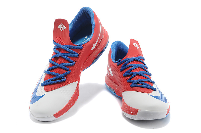 New Kevin Durant 6 White Blue Red Shoes