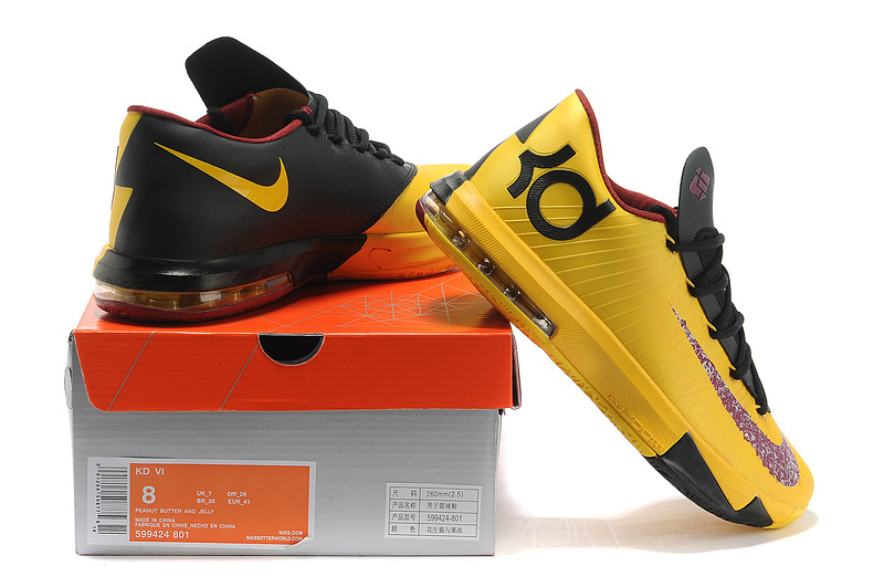 New Kevin Durant 6 Yellow Black Wine Red Shoes - Click Image to Close