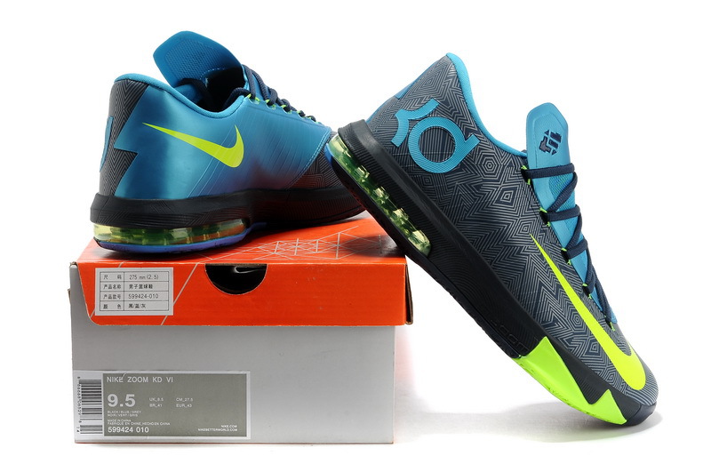 2014 Nike Kevin Durant 6 Grey Blue Black Yellow - Click Image to Close