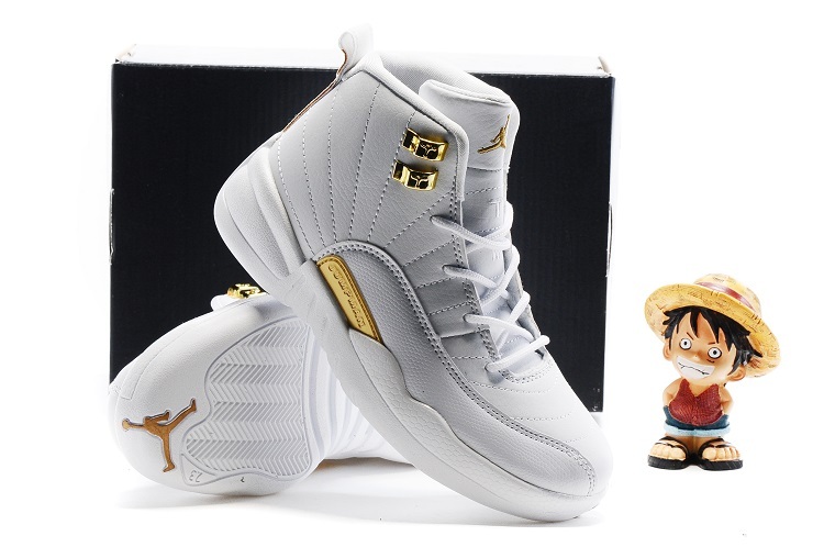 New Kids Air Jordan 12 OVO White Gold Shoes - Click Image to Close