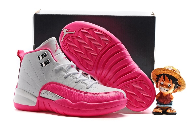 New Kids Air Jordan 12 White Pink Shoes - Click Image to Close