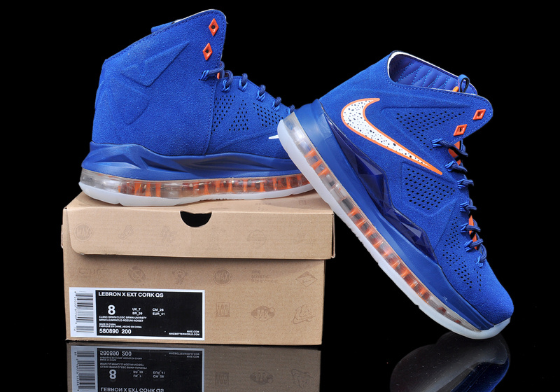 Nike Lebron 10 Shoes Hardback Engrave Blue Orange - Click Image to Close