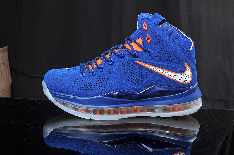 Nike Lebron 10 Shoes Hardback Engrave Blue Orange - Click Image to Close