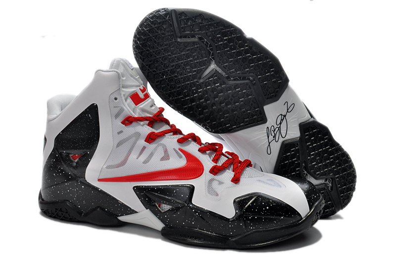 Discount Nike Lebron James 11 Shoes White Black Red - Click Image to Close