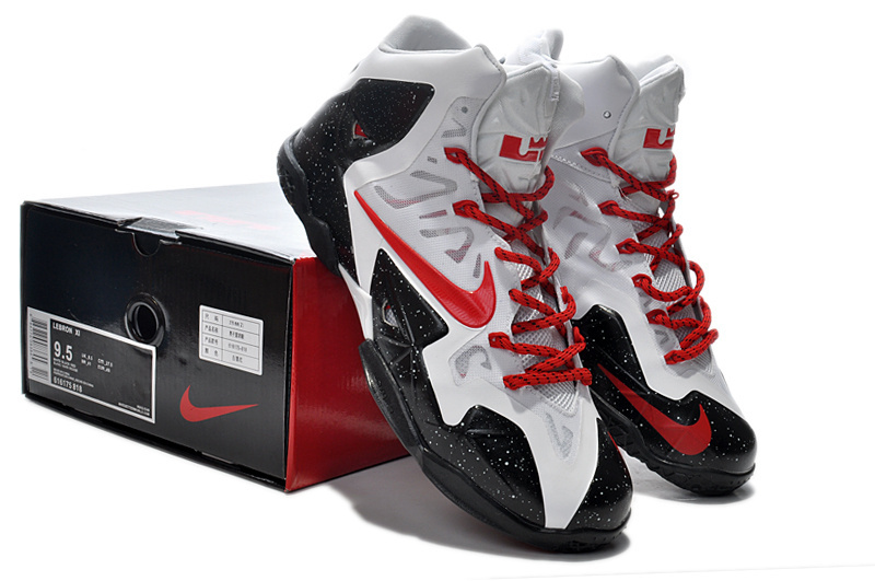 Discount Nike Lebron James 11 Shoes White Black Red - Click Image to Close