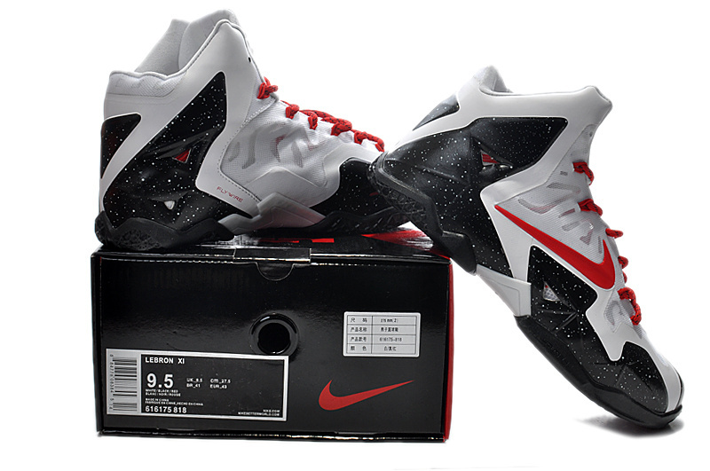 Discount Nike Lebron James 11 Shoes White Black Red - Click Image to Close