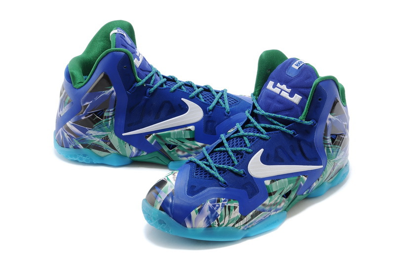 Nike Lebron James 11 Shoes Blue White - Click Image to Close