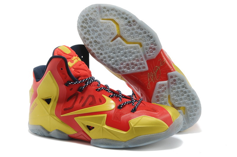Discount Nike Lebron James 11 Shoes Red Yellow Grey
