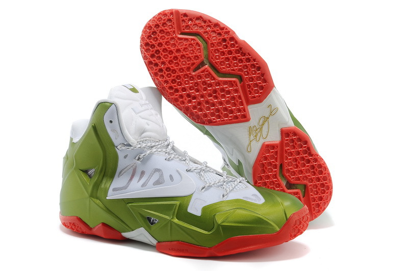 Discount Nike Lebron James 11 Shoes White Gold Red - Click Image to Close